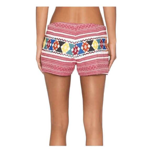 Tigerlily Embroidered Uluaki Shorts Red White Blue Yellow Weave Knit Mid-Rise 4 - Picture 4 of 13